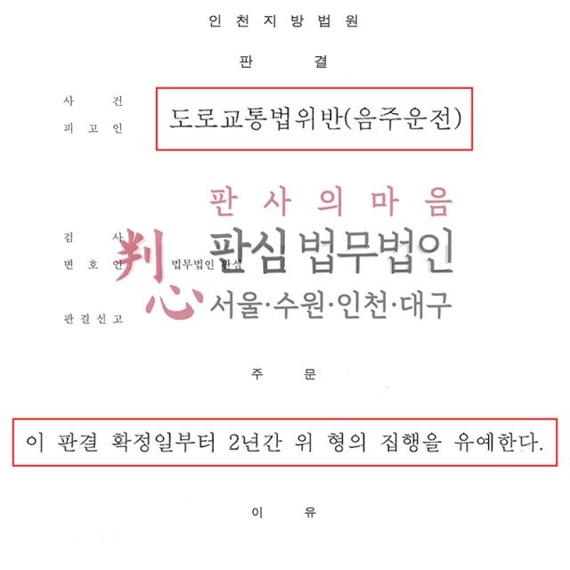 [집행유예] 음주 3진 | 과거 전과 및 만취 상태 정차 적발, 짧은 운전 거리 증명 및 정황 호소로 집행유예 선처